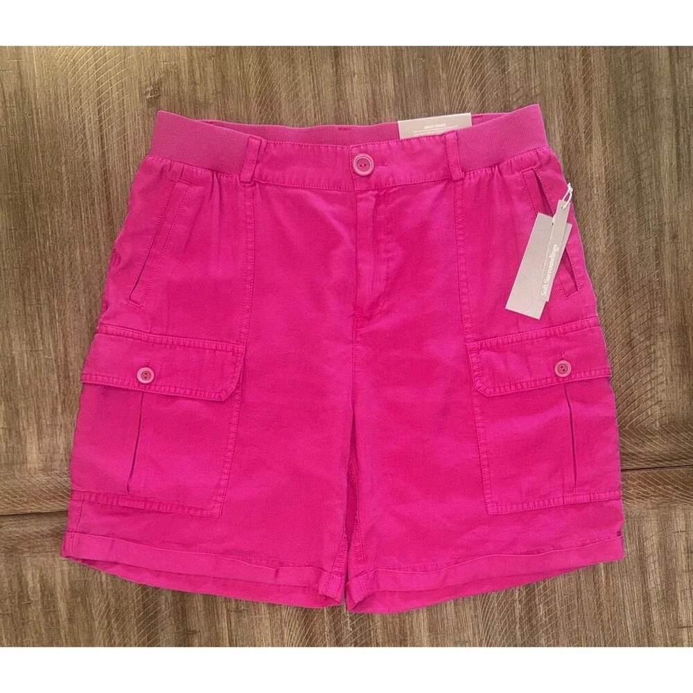 NWT Soft Surroundings 7.5” Pali Shorts Cargo Pockets Pink Womens Size Medium NEW